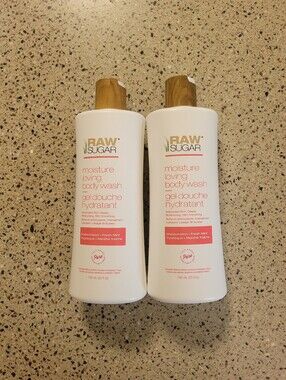 (2) Raw Sugar Moisture Loving Body Wash Watermelon + Fresh Mint 25 oz Each